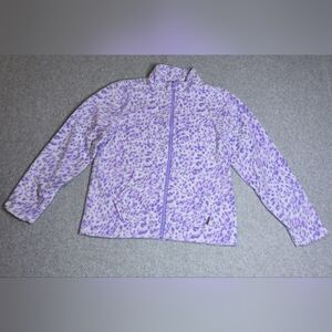 Eddie Bauer Fleece Jacket Girls M 10/12 Leopard Print Full Zip